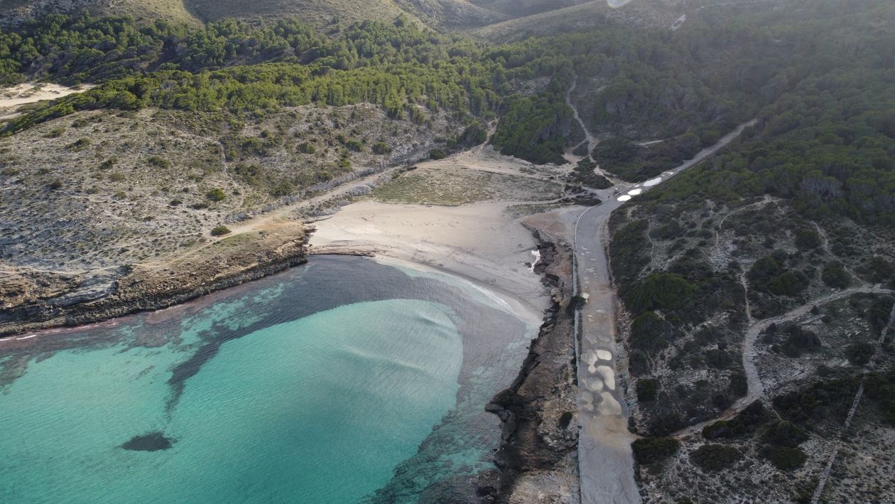 Turquoise cove and sandy beach in Mallorca, Spain